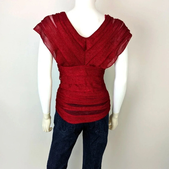 Max Studio Fitted Layered V Neckline Top M - Picture 4 of 5